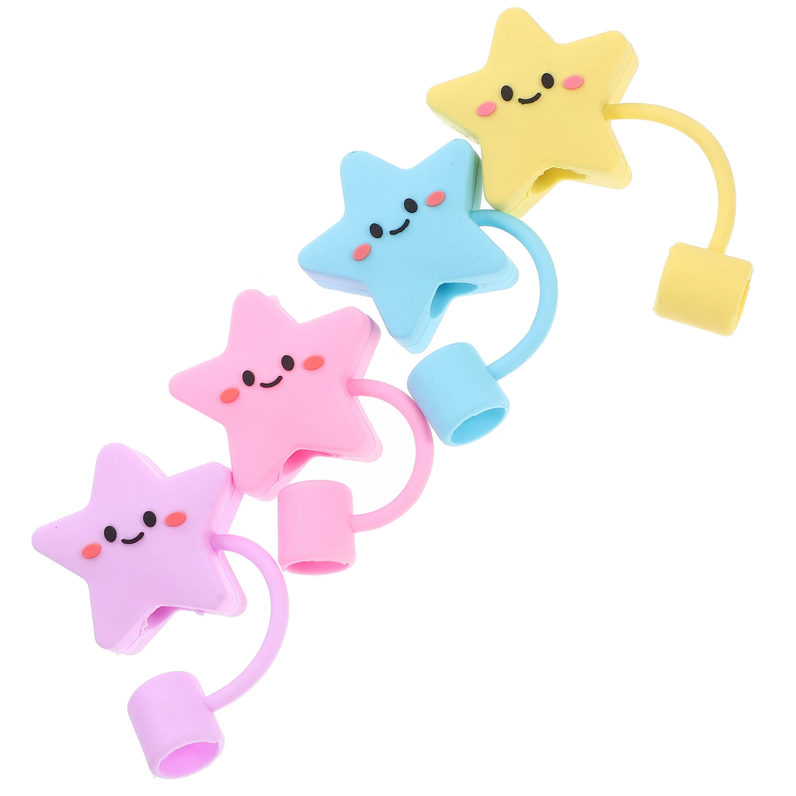 

4Pcs Silicone Straw Toppers Star Shaped Tips Cover for Tumblers and Drink Straws Not Easy to Deform Straw Cover