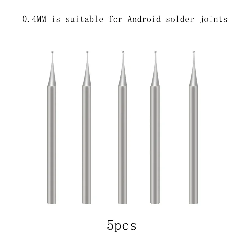 JTX JS-03 Tungsten Steel Grinding Tip 0.3/0.4/0.5mm Ball Head Solder Joint Polishing Bit for Phone PCB Repair