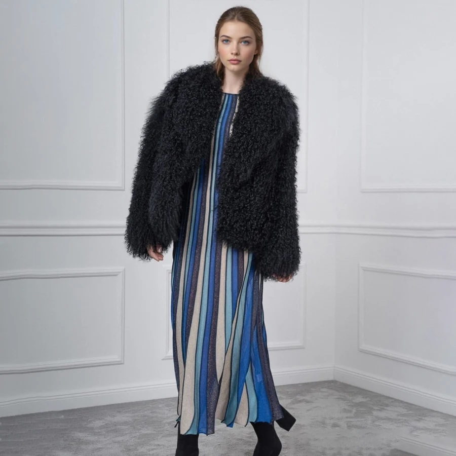 리얼 양가죽 재킷 라펠 천연 티베트 양털 코트 진짜 몽골리안 퍼 코트 고품질 리얼 퍼 코트 여성용