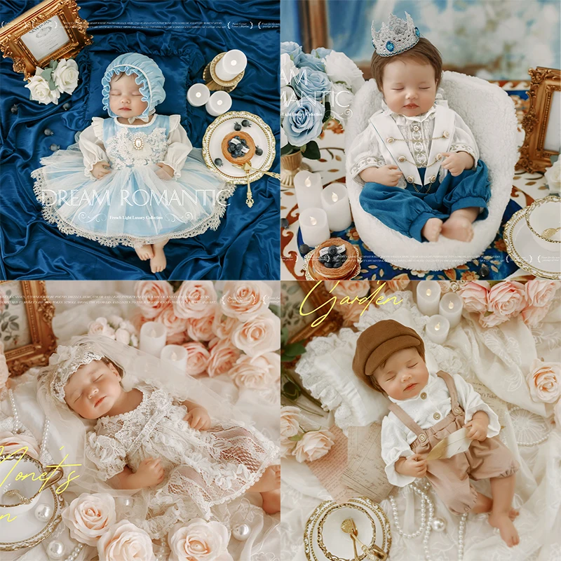 

Костюмы для фотосъемки новорожденных, платье принцессы для маленьких девочек 0-1 месяцев, костюм джентльмена для маленьких мальчиков, наряды для дня рождения и крещения для младенцев