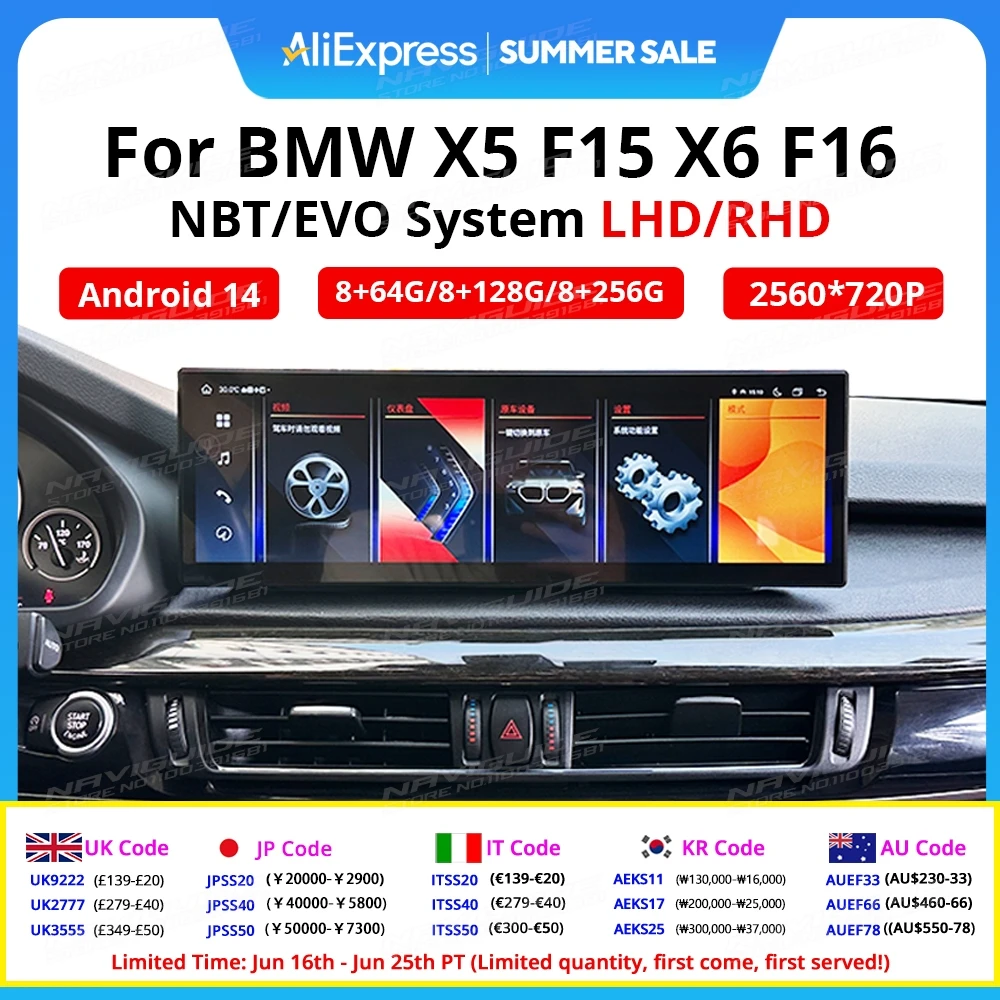 

NAVIGUIDE 14.9" Android14 For BMW X5 F15 X6 F16 2014-2017 NBT EVO System Car Multimedia player Wireless Carplay Auto BT Smart BT
