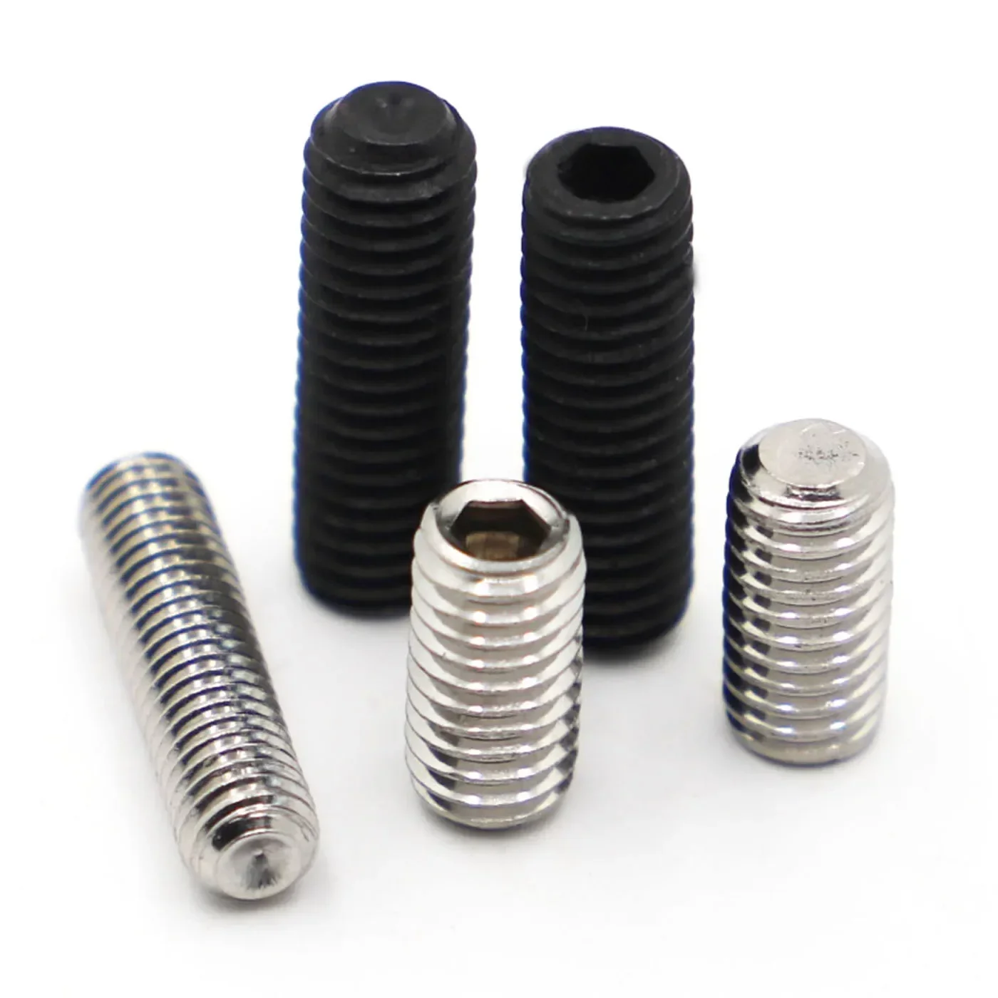 10-50 Uds M2 M2.5 M3 M4 M5 M6 M8 M10 DIN916 304 acero inoxidable 12,9 aleación de acero Allen Hex Socket Cup Point juego de tornillos tornillo sin cabeza