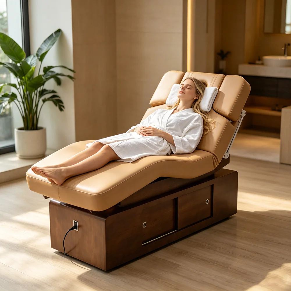 2026 Wholesale Multi Motor Electric Adjustable Beauty Bed Facial Massage Table Salon Furniture Factory 3D Design Customization