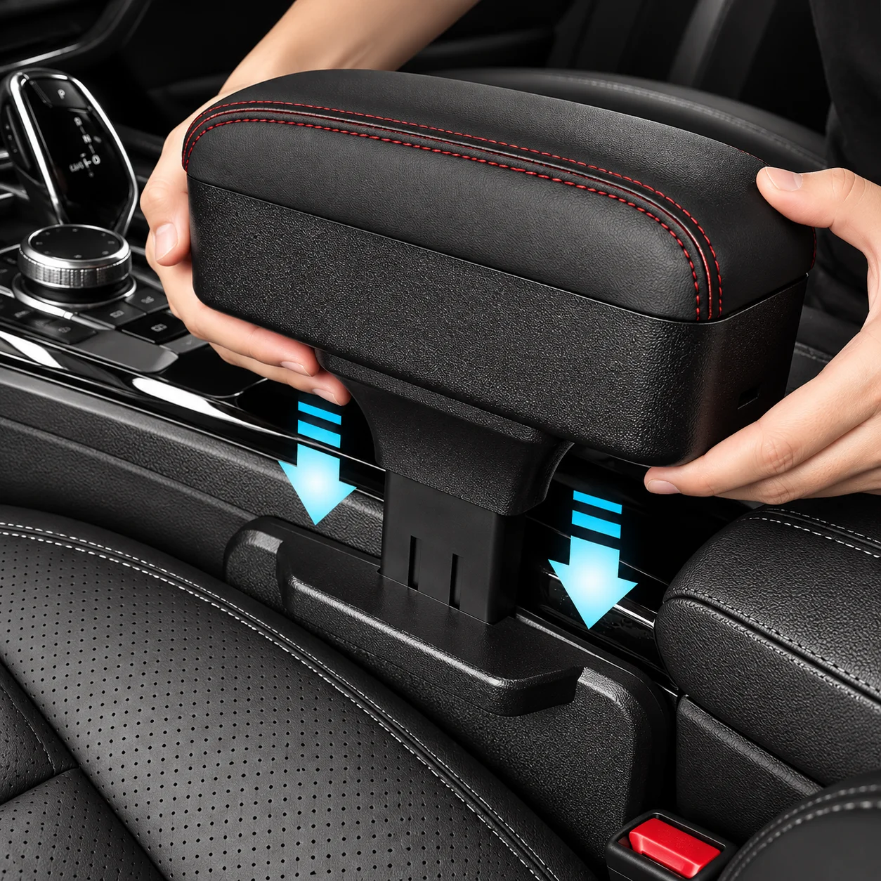 Height Adjustable Car Center Console Gap Organizer with Liftable Tray Elbow Support Armrest Pad for SUV Sedan Interior Accessory