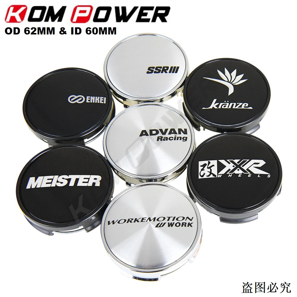 4PCS OD 62MM / ID 60MM Rim Cap SSR XXR ADVAN ENKEI WEDSSPORT KRANZE WORK MEISTER VS Emblem Wheel Center Cap Wheel Cover Hub Caps