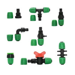 16mm PE Hose Tee Elbow End Plug Tap Connector Water Splitter 5/8 x 1/4'' Reducer Barb Connector Lock Nut Coupling Fitting