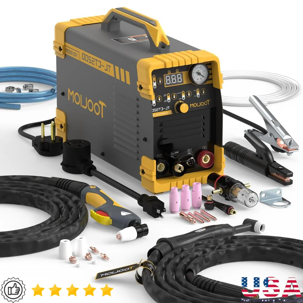 3-in-1 Multi-function Portable Welding Machine 50A Air Plasma Cutter 200A TIG & 200A Stick Welder Dual Voltage 110&220V Synergic