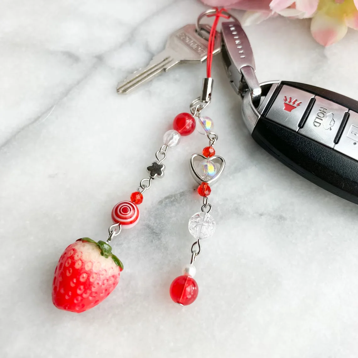 Aesthetic strawberry Phone Charms, Kawaii Keychain, Y2k Charms, Handmade Phone Charm for AirPods, Backpacks, Handbags, Lunch bag