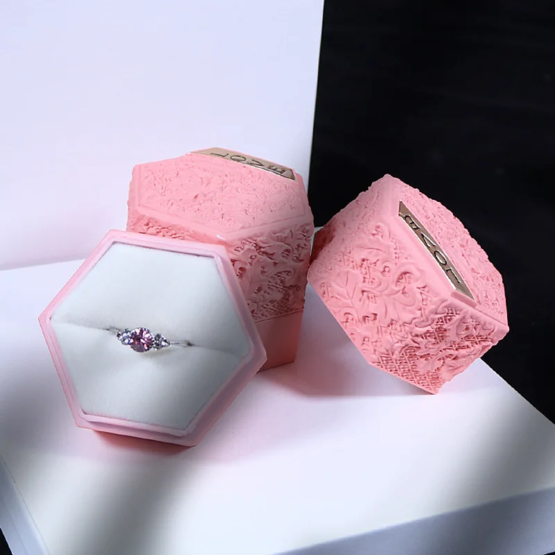 Hexagonal Jewelry Box Embossed Touch Lacquer Jewelry Box Ring Box Earrings Box Necklace Box Jewelry Gift Packing Box