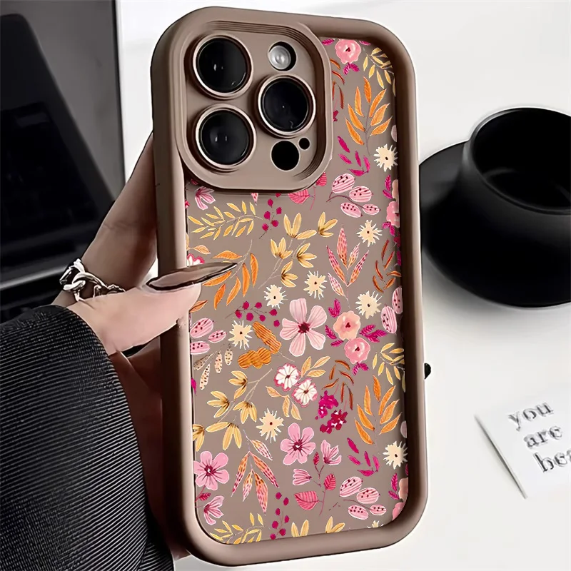 Phone Cases For Samsung Galaxy S26 S24 S25 S23 Ultra S21 S22 Plus FE Note 20 A36 A55 A35 A56 A16 Leaf Pattern Cute Flower Cover