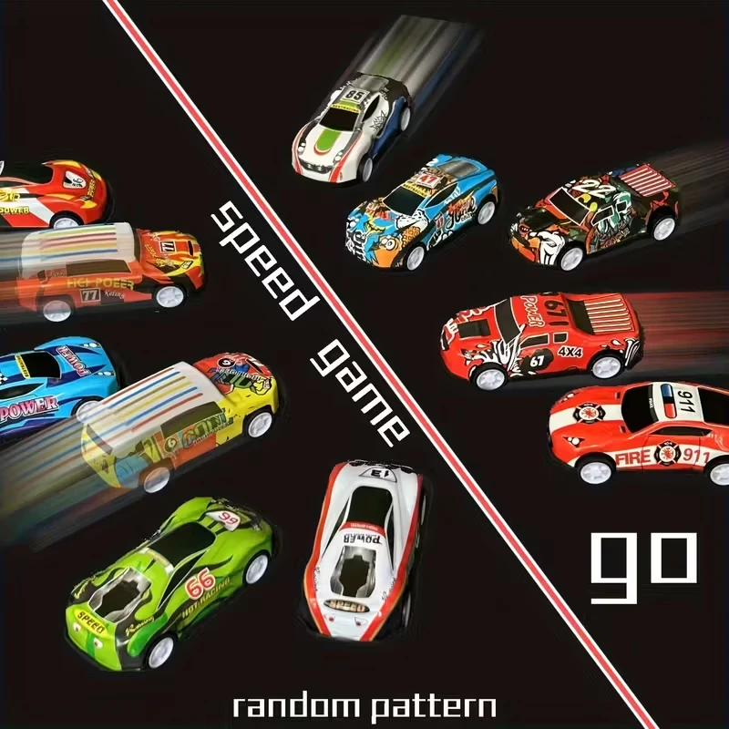 Kids Alloy Pull Back Car Toys Mini City Cartoon Inertia Racing Car Model Diecast Vehicle For Boys Girls Birthday Xmas Gift