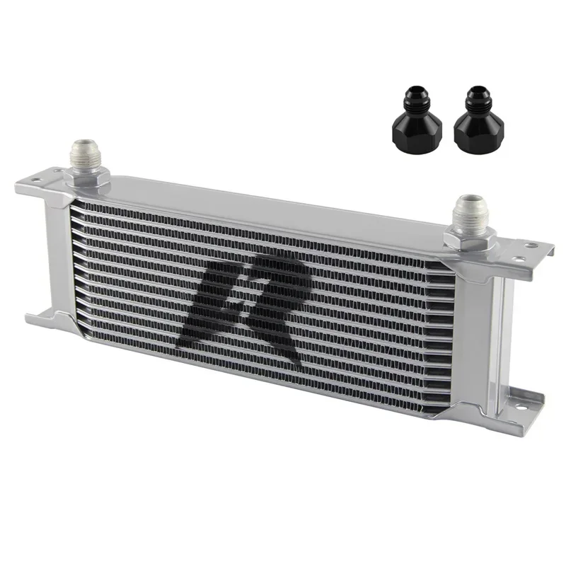 Oil Cooler Universal 13 Row AN8 Stacked Plate AN6 Adapter Transmission Engine Aluminium Radiator 248MM 3/4