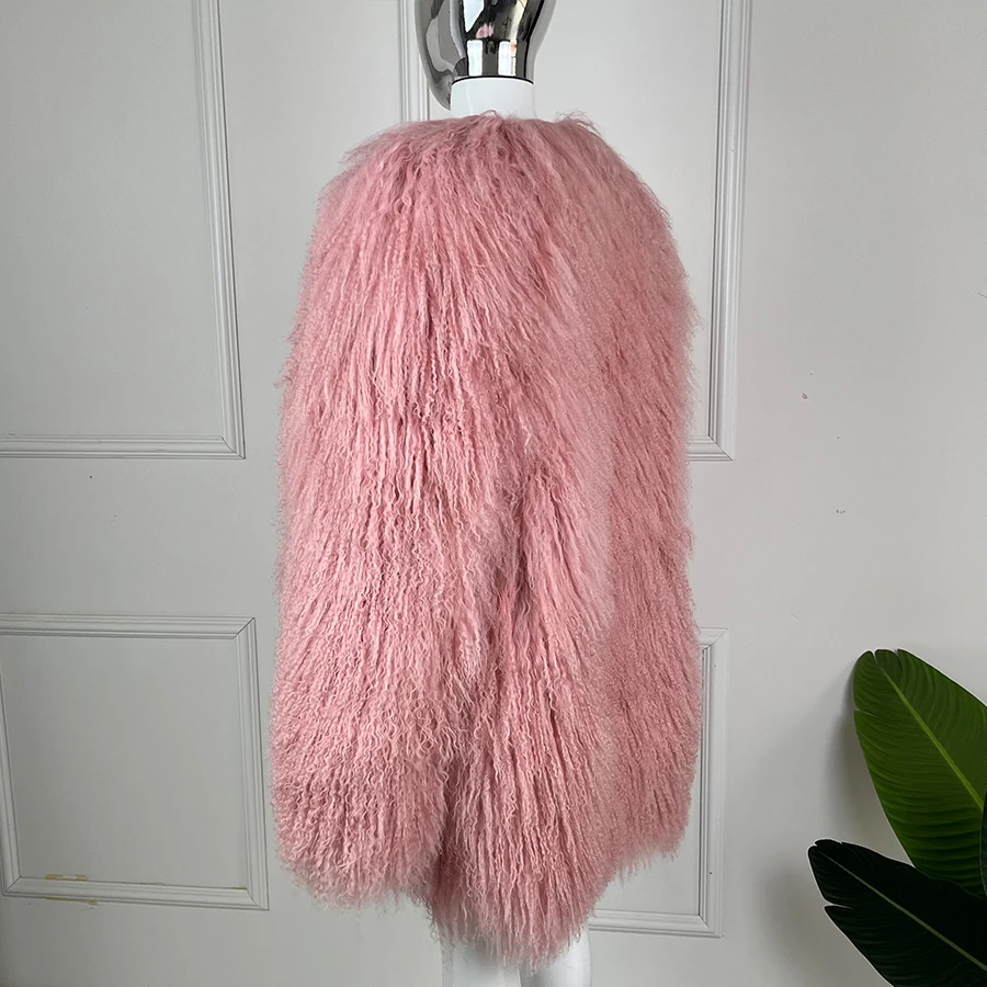 Senhoras casaco de pele de ovelha real mongol cordeiros casacos de pele das mulheres jaqueta longa jaqueta de pele de ovelha genuína