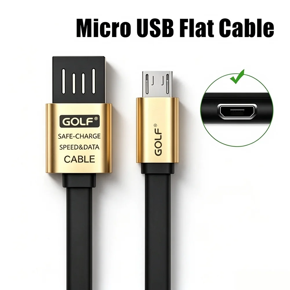 Micro USB Charge Data Cable Flat Wire For Samsung S7 Edge Redmi 7A 9A 10A 12C Honor 7X 8X 9i 20i OPPO R11 R15 Realme C30 C31 C33