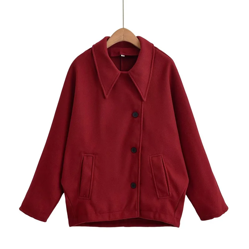 

2025 Autumn New Women’s Clothing, Stylish and Unique Versatile Batwing Sleeve Wool Women’s Long-Sleeve Coat.