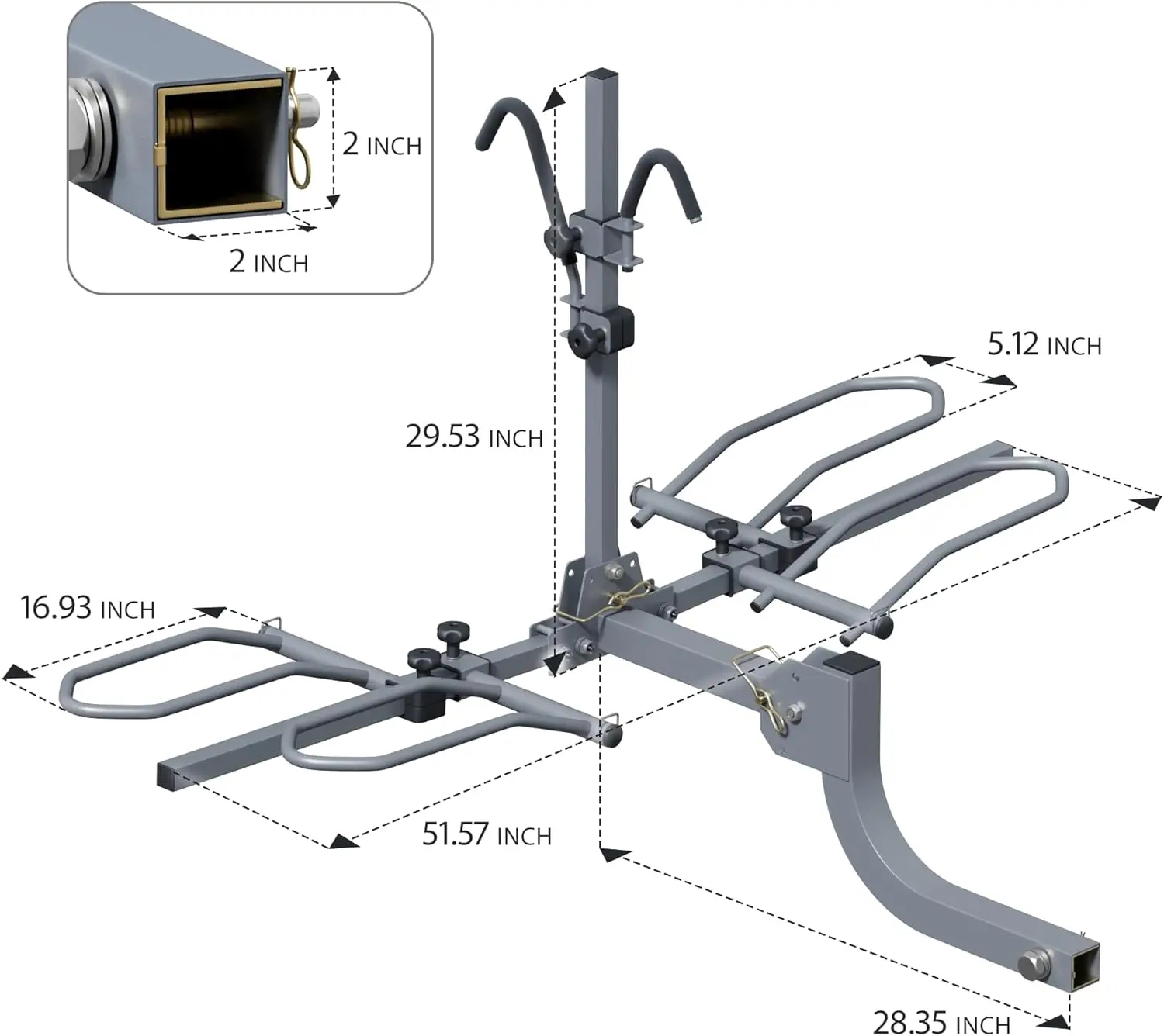 Hitch Bike Rack, Wobble Free Smart Tilting Bike Rack, Foldable 2-Bike Rack for Standard, Fat Tire and E-Bike, 2-Bike 18