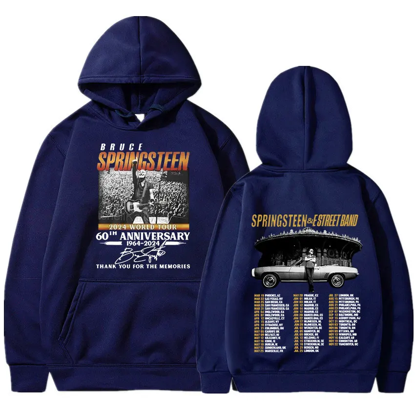 Bruce Springsteen and E Street Band 2024 Tour Hoodies Men Women Clothing Fashion Vintage Hooded Sweatshirts Punk Rock Pullovers