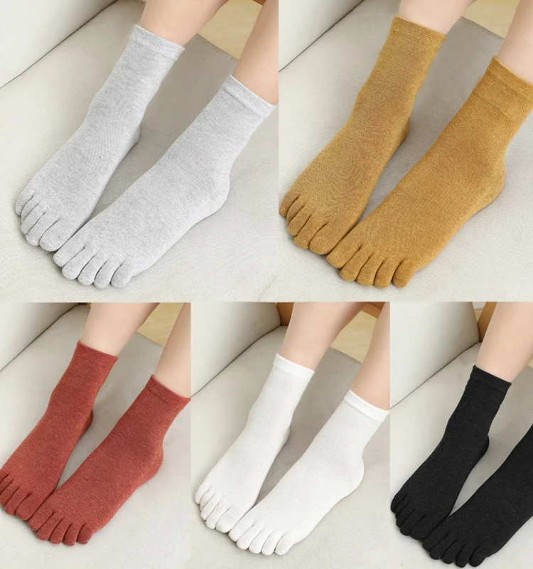 meias-de-algodao-femininas-de-cano-medio-com-cinco-dedos-respiraveis-e-absorventes-de-suor-estilo-coreano-com-dedos-separados-para-primavera-e-outono