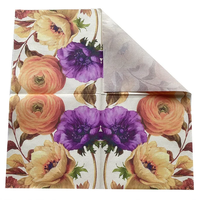 20pcs/Pac 33*33cm 2-Ply New Colourful Leaf Flower Printed Napkin Party Decoration Wine Glass Flower Paper Paper Placemat