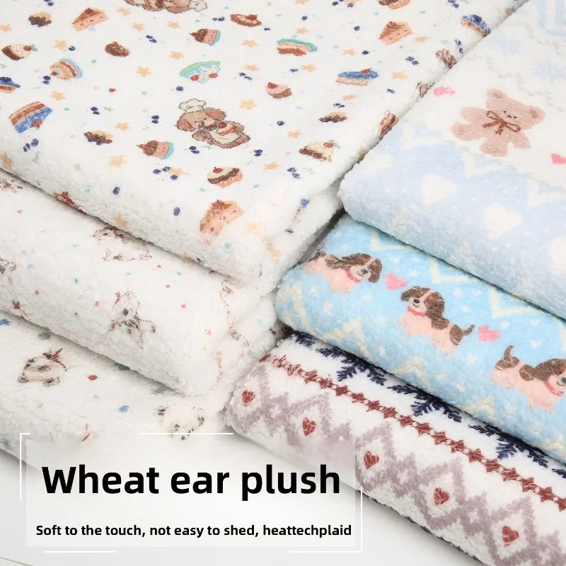 

Thicken Soft Warm Plush Printed Fabric for Autumn Winter Coat Clothing Diy By The Meter Sewing Material Cloth Wholesale