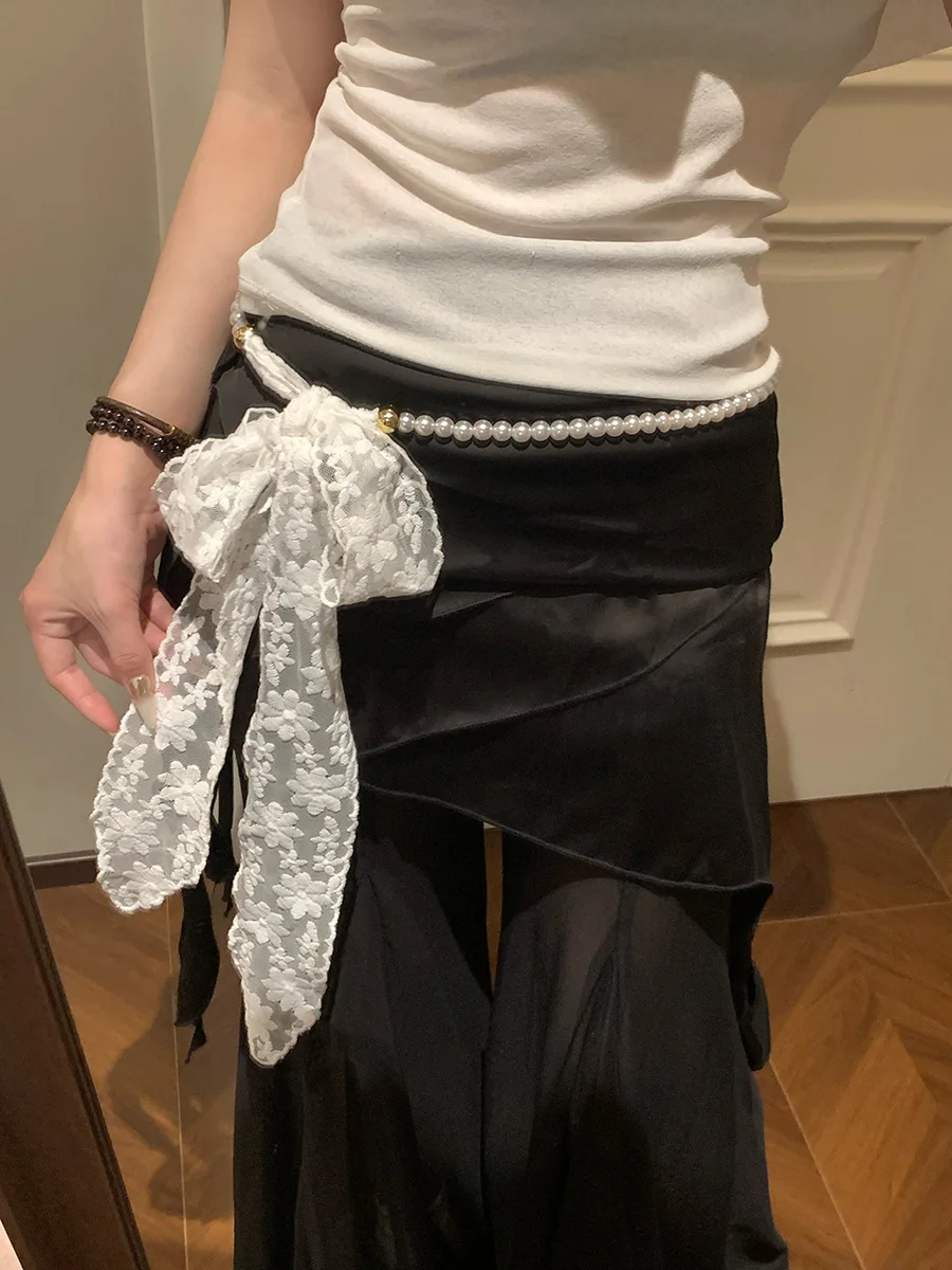 

Французский супер фея в отпускном стиле с жемчужным кружевом, ниша, легкий роскошный пояс, поясная цепочка, повязка на голову премиум-класса