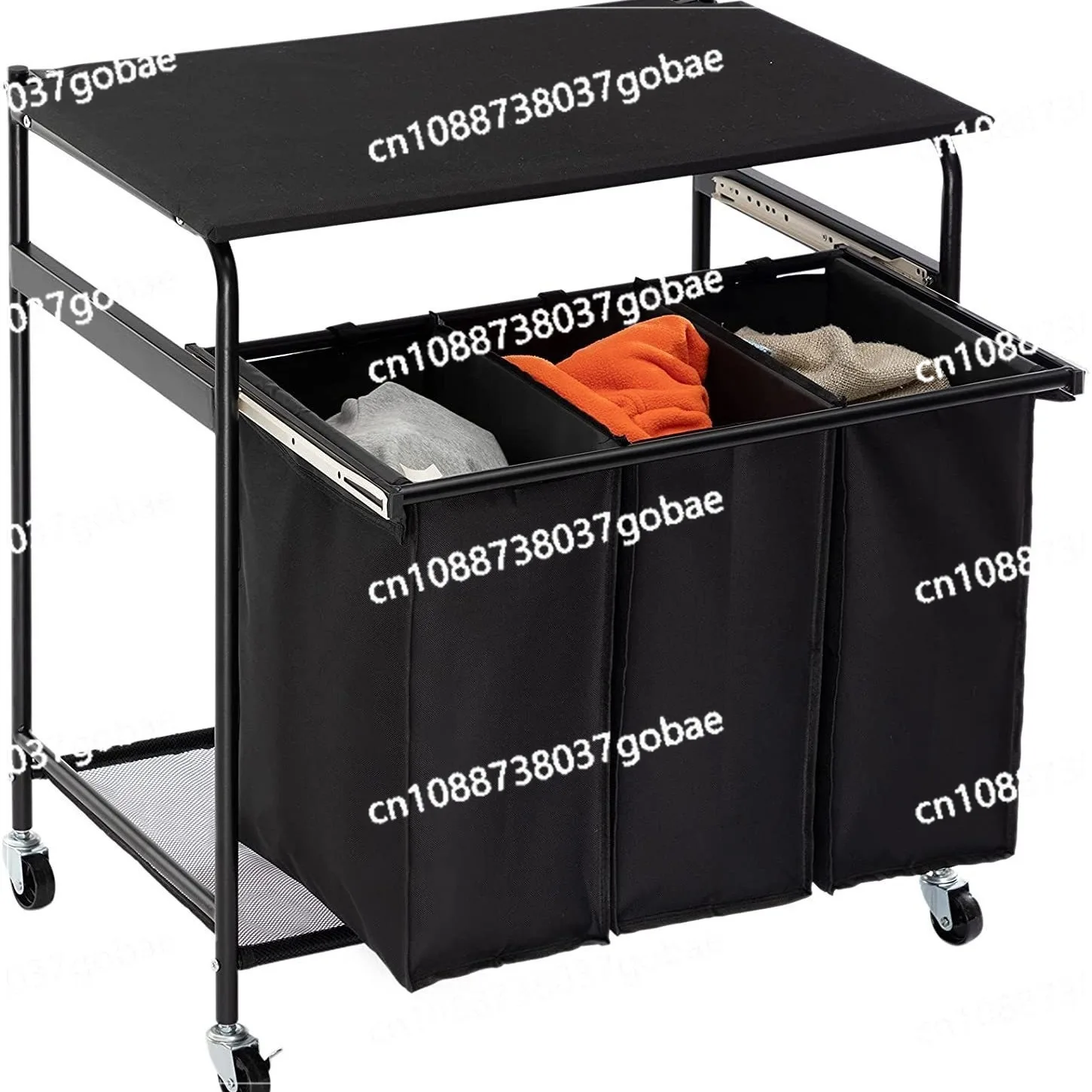 سيارة تخزين حقيبة قماش ثلاثية الشبكات قابلة للسحب، مناسبة لتخزين الملابس القذرة #1