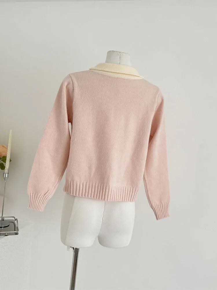 Harajuku Button Cardigan Women Peter Pan Collar Long Sleeve Autumn Winter Knitted Sweater Korean Sweet Loose Slim Acrylic Tops