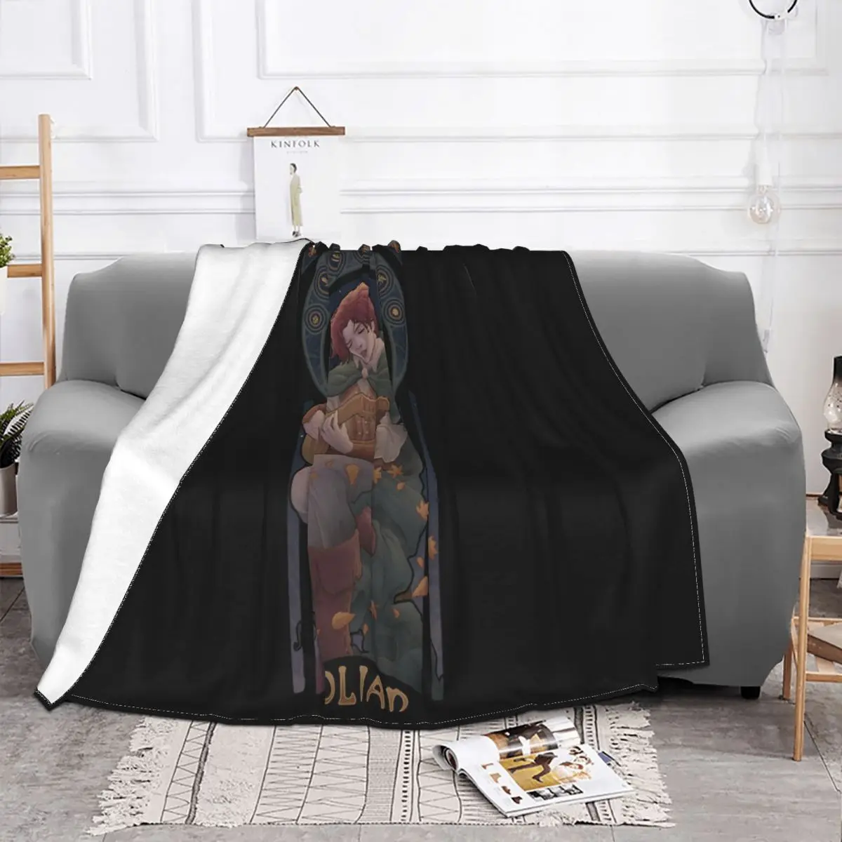 Eolian Kvothe From The Kingkiller Chronicle Water Coulor Art Black S Tops Aesthetic Harajuku Teenage Throw Blanket