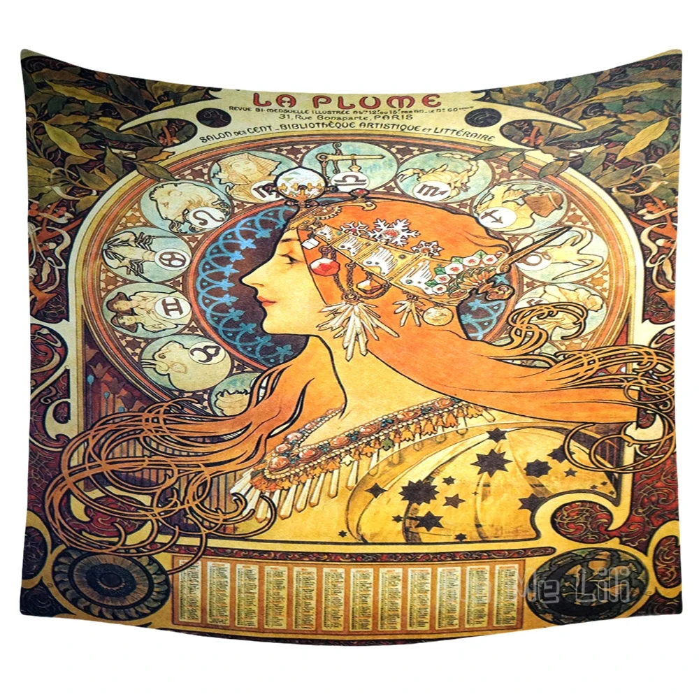 1901 Laurel Alphonse Mucha Art Nouveau Poster Tapestry Design Home Decoration Wall