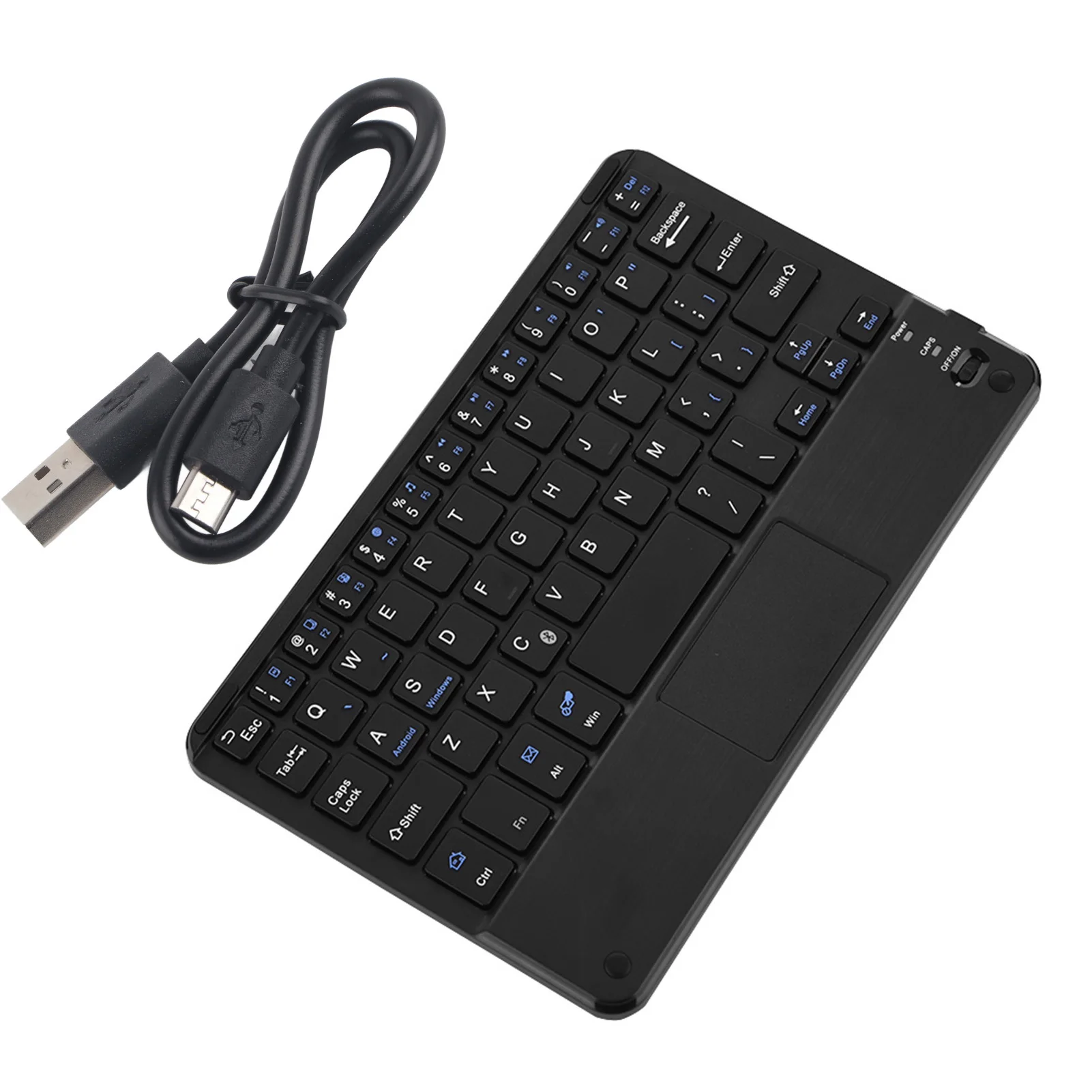 Teclado Mini Sem Fio de 59 Teclas com Carregamento Tipo C, Teclado Bluetooth Ultrafino com Touchpad para Windows / Android / iOS