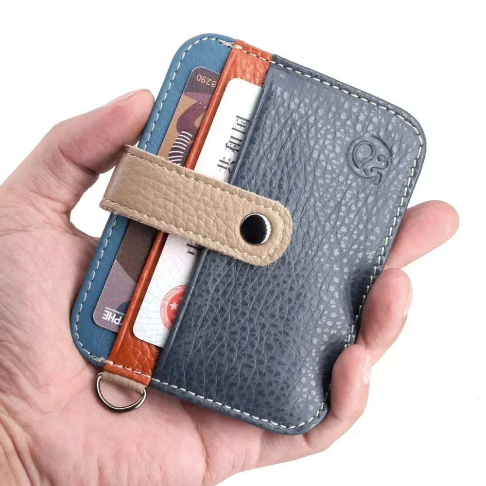 100% Cowhide Leather Credit Card Holder Women Men Mini Slim Wallets Small Coin Purse Bank ID Card Case Package Pouch Card Holder