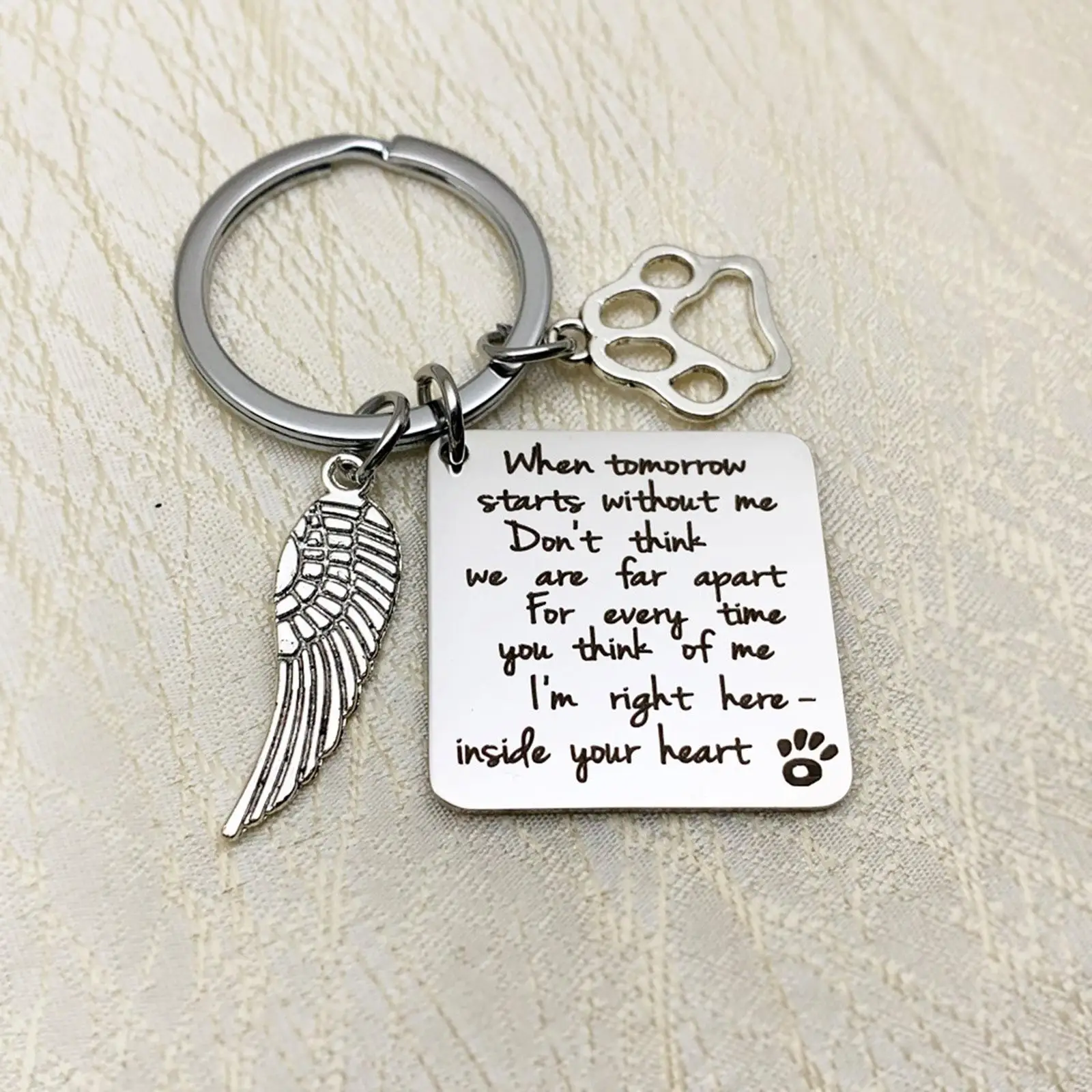 Pet Memorial Gifts Keychain for Dog Cat Key Chain when Tomorrow Pet Lover