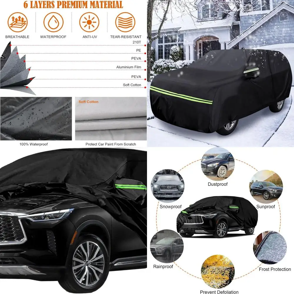 

Custom-Fit 6-Layer Infiniti QX60 Car Cover, 2013-2025, All-Weather Protection with Zippered Door & Windproof Bands