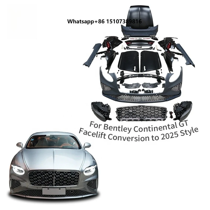 For Continental GT Coupe 2004-2019 Old to New 2025 Model Body Kit PP+Iron Material Car Bumper Headlight Side Fender