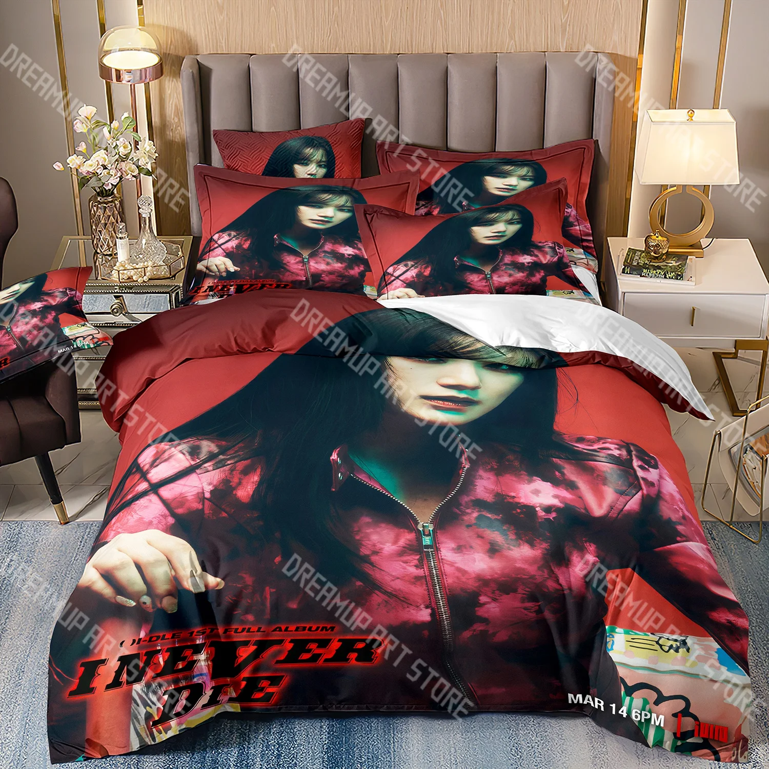 Christmas I-DLE Girl group Bedding Set Single Twin Full Queen King Size Bed Set Kids Bedroom Duvetcover Sets Bed Sheet Set