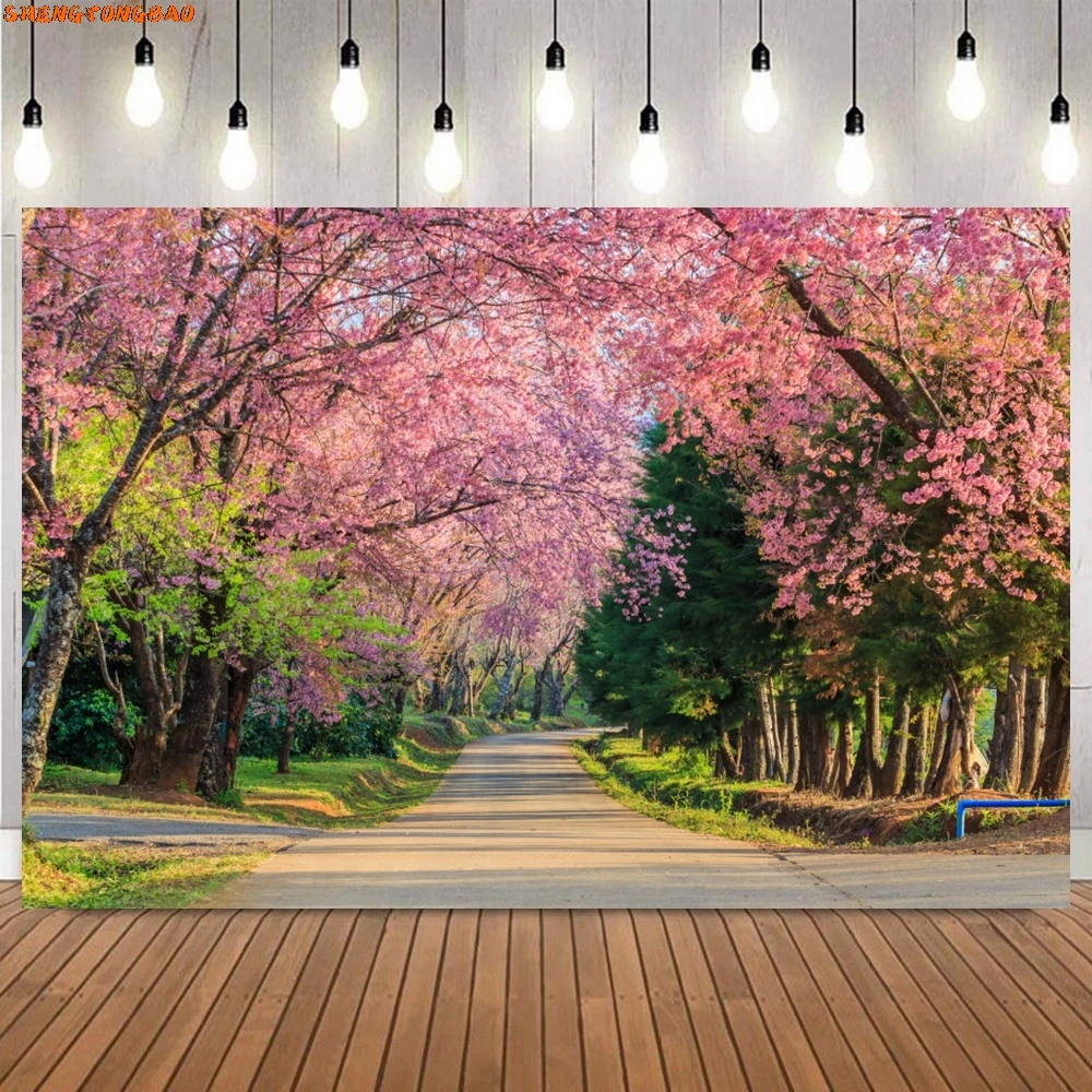 Natural Spring Scenery Backdrop Photography Flower Tree Garden Landscape Background Party Decor Kids Portrait Photographic Props