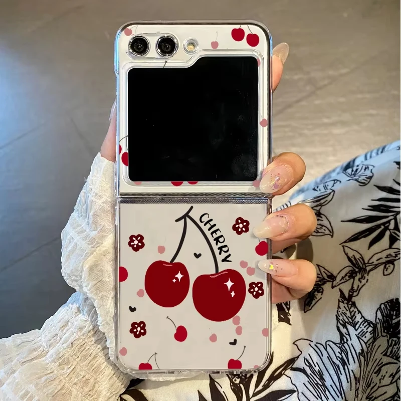 Bowknot الكرز حافظة شفافة لسامسونج غالاكسي Z Flip 7 6 5 4 3 2 1 سيليكون لينة حافة غطاء مكافحة سقوط واقية قشرة صلبة #3