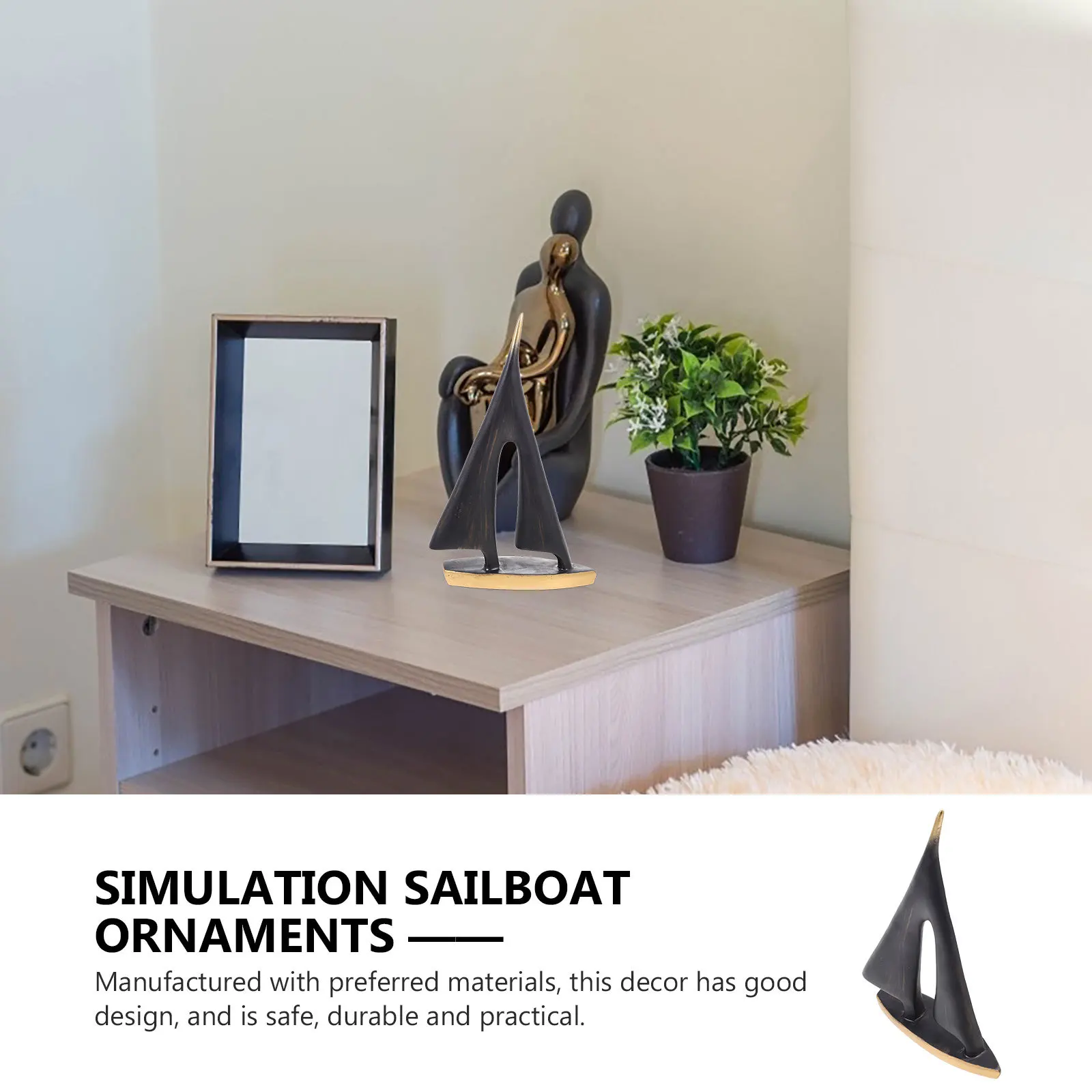 

Resin Sailboat Desktop Ornament Exquisite Details Appearance Creative Unique Home Decor Practical Long Term Use