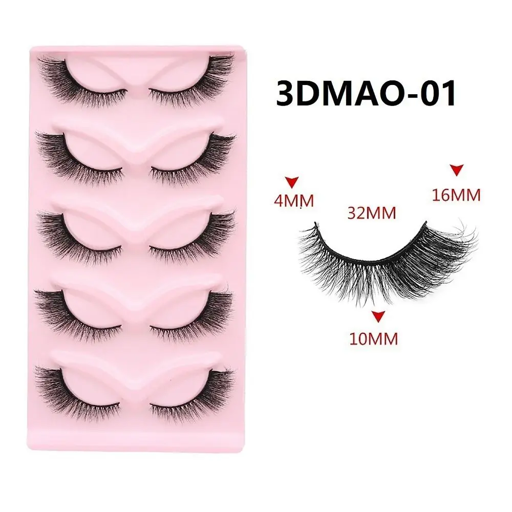 5 pairs 3D Natural Look Full Strip Lashes Wispy Long Eye Tail False Eyelashes Eye Makeup Dense Curl Cat Eye Lashes Women Beauty