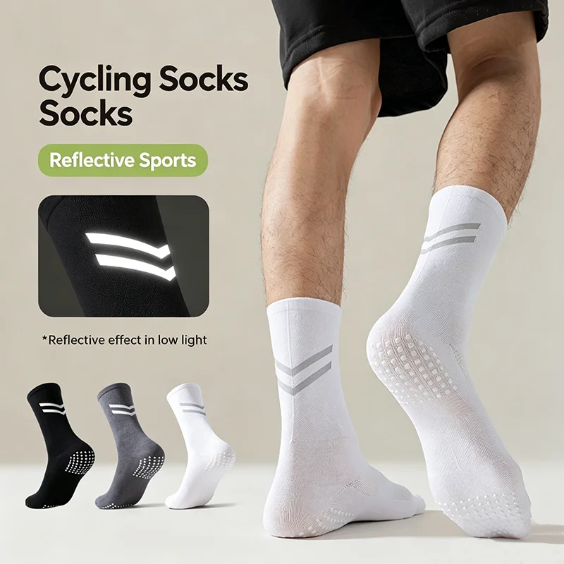 

Professional Cycling Socks Anti-slip Night Riding Reflective Socks Breathable Quick Dry Outdoor Sport Running Socks