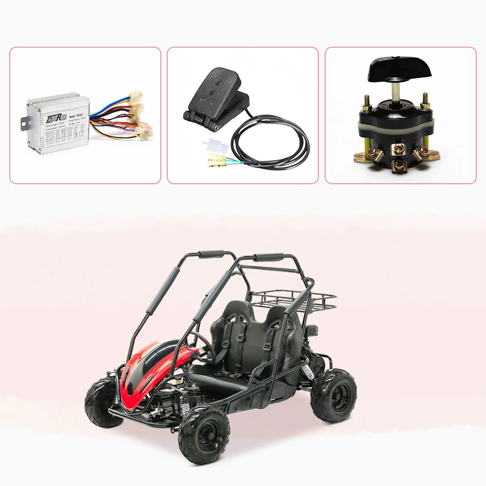 Pedał gazu do gokarta + Pokrętło przełącznika kierunku jazdy (przód/tył) + Kontroler silnika szczotkowego DC36V 800W + Akcesoria motocyklowe