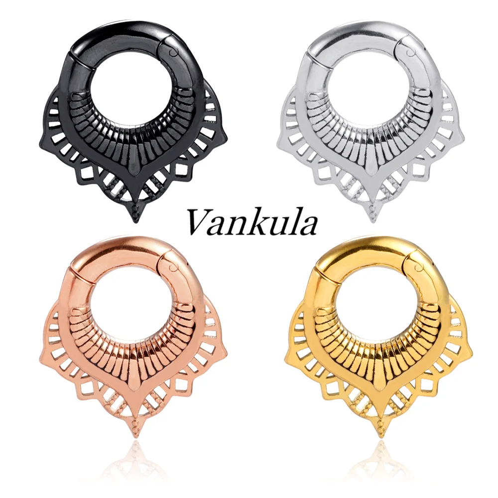 Vankula 10pcs Stainless Steel Ear Weights Pattern Magnet Body Piercing Earrings Ear Expander Gauge Hanger