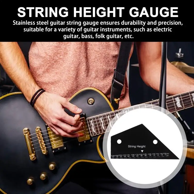 Guitar Action Gauge Metal Guitar Instrument Ruler Fret Rocker Leveling Guide Portable String Action Ruler Gauge Fret Catcher