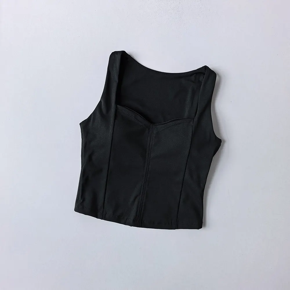 Quadratischer Kragen Hochintensive Sportweste I-förmige Yoga Push-Up Bruststraffende Fitnessweste mit Brustpolster zum Tragen als Oberbekleidung – Detail 6