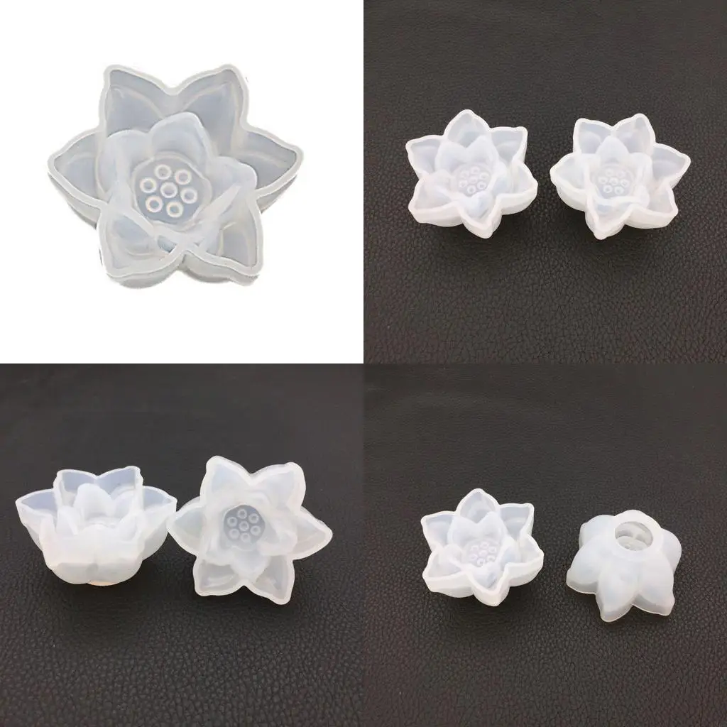 195C Mirror DIY 3D Large Lotus Flower Epoxy Silicone Mold Clay Epoxy Jewelry Pendant