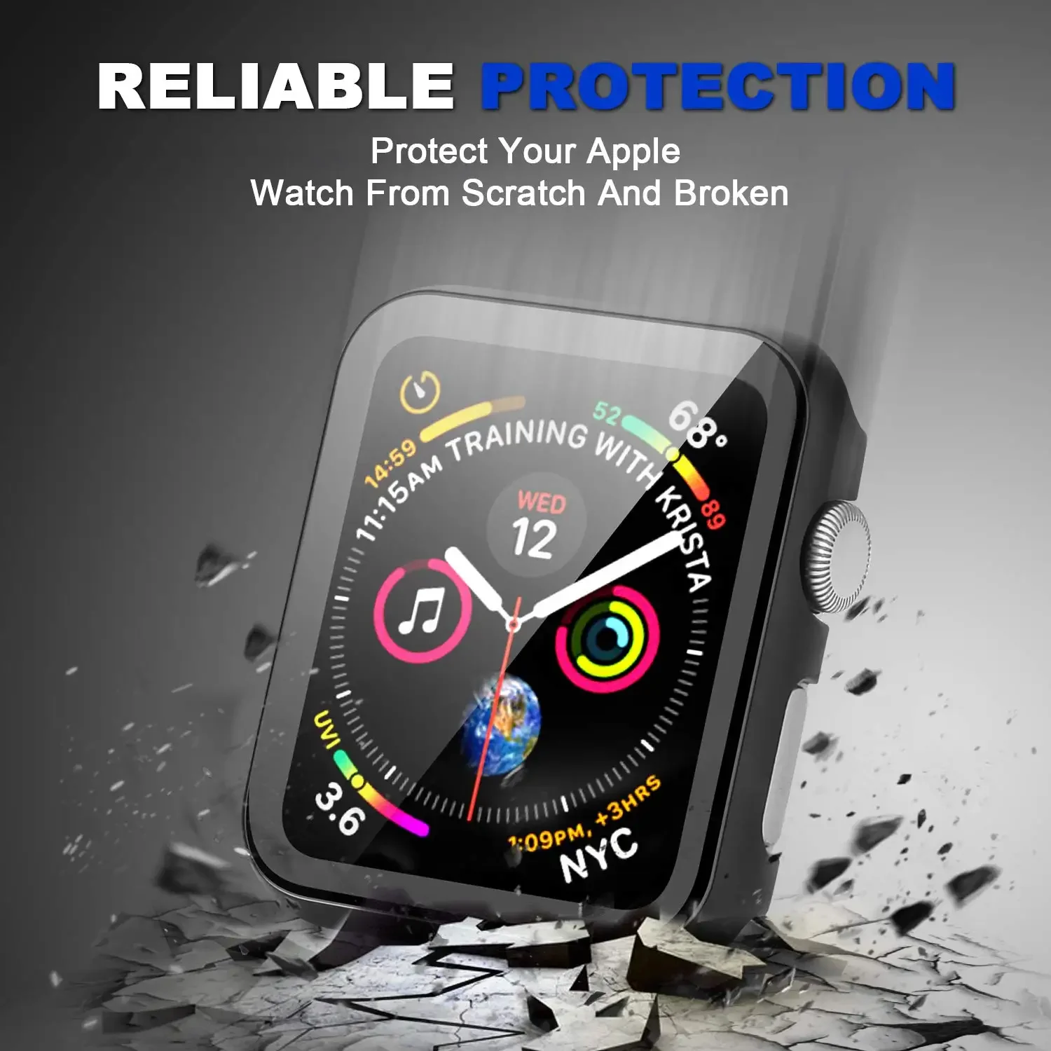 Metal Case + Tempered Film glass for Apple Watch 45mm 41mm 40mm 44mm 38mm 42mm Cover iWatch 9 8 7 6 5 4 3 SE Protective Case