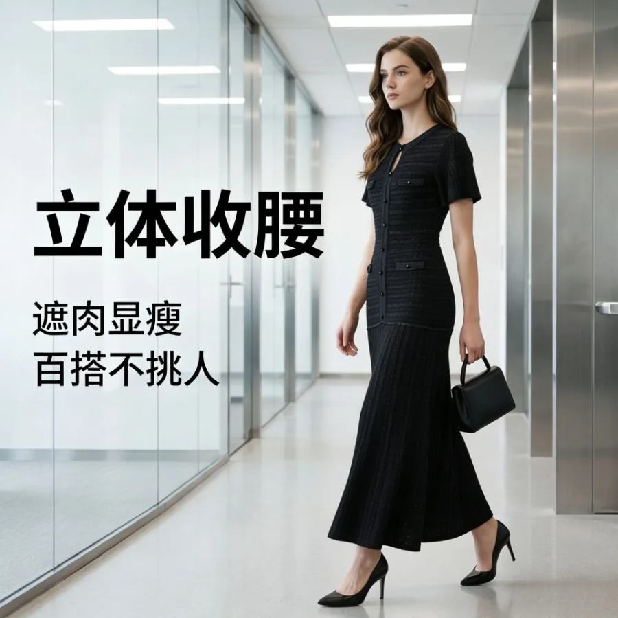 

Новый стиль - Новое яркое шелковое ажурное длинное платье для женщин, летнее, элегантное, с круглым вырезом и короткими рукавами, визуально стройнящее фигуру.