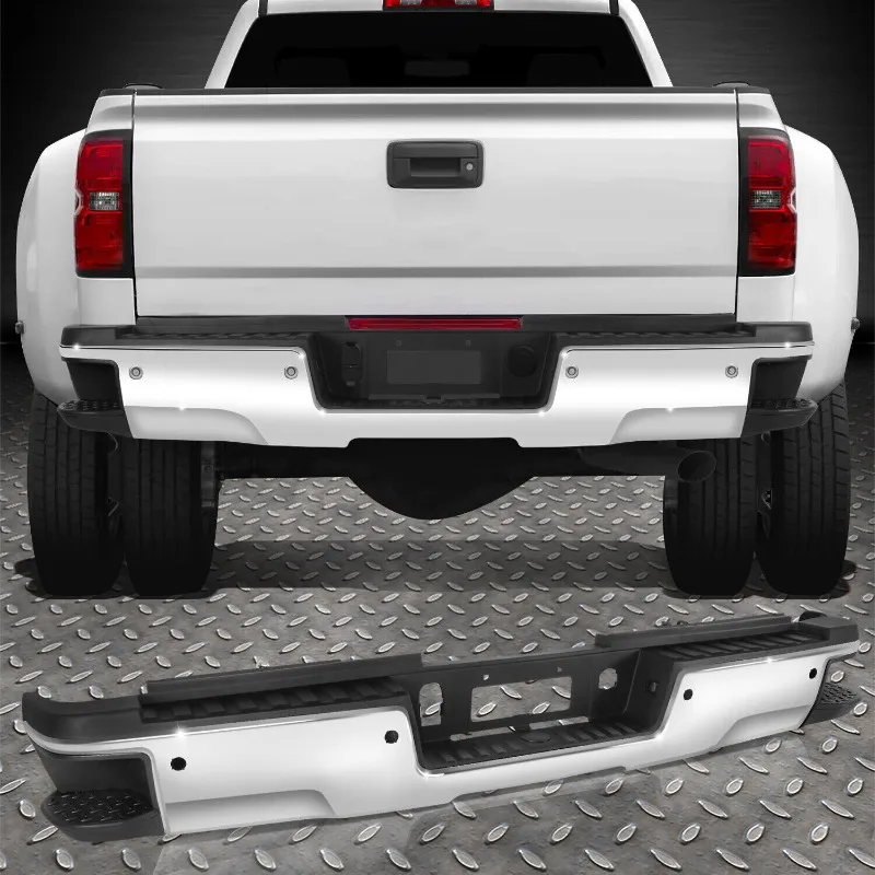 US For 2015 2016 2017 2018 2019 Silverado Sierra 2500HD 3500HD Chrome Rear Step Bumper w/ Sensor Holes