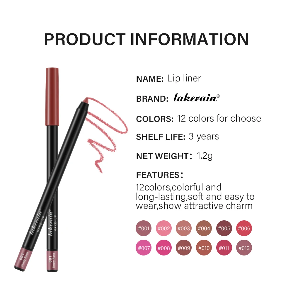 12 Farben wasserdichter matter Lip liner Bleistift lang anhaltende seidig pralle Retro-Lippen bilden Antihaft-Tasse feuchtigkeit spendende Lippen