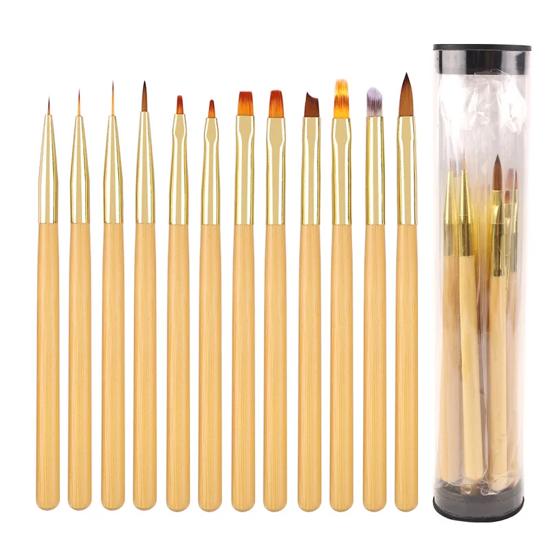 50Sets Natural Wooden Nail Brush Set Nail Sweep Pen Light Therapy Pen Method Crescent Pen Smudge Pen Gradient Brush